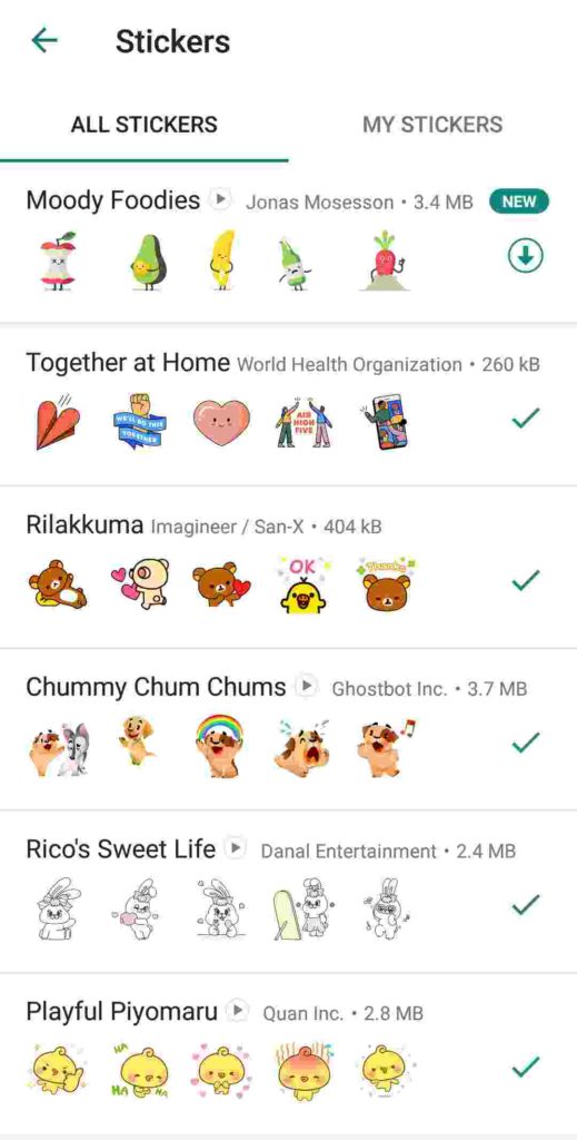 WhatsApp Animated Stickers me Update