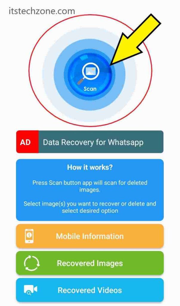 Tap on scan Delete Photo Recover Kaise Kare - Delete Photo Wapas Kaise Laye - How to Recover ImagesVideo