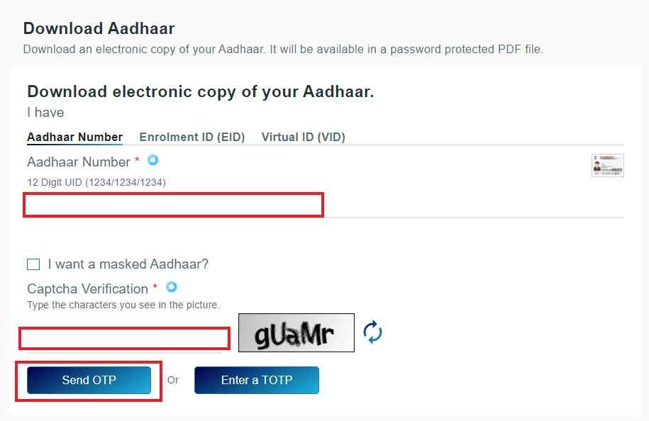 enter aadhar number-ce - Aadhar Card download kaise kare - Aadhar card kaise nikale online
